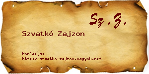 Szvatkó Zajzon névjegykártya